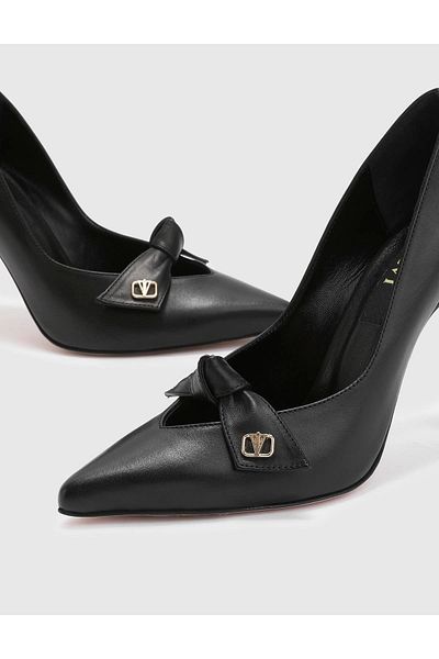 İLVİ Betty Black Genuine Leather Women's Heeled Shoes