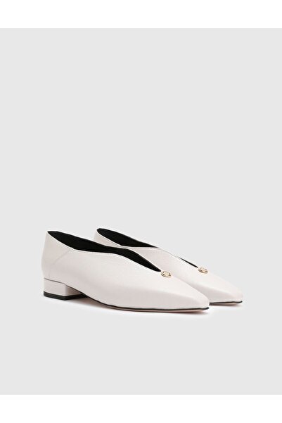 İLVİ Duccia Hakiki Floter Deri Kadın Krem Topuklu Ayakkabı