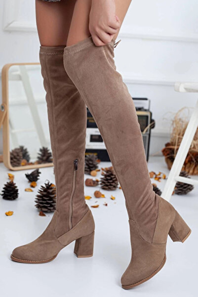 Akçetin Moda Women's Thick Heeled Stretch Material Flexible Boots