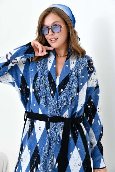 FTZ WOMEN Dámské oblečení s diamantovým vzorem Indigo 20519