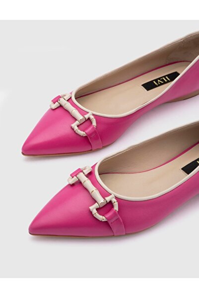 İLVİ Csilla Hakiki Deri Kadın Fuşya Babet