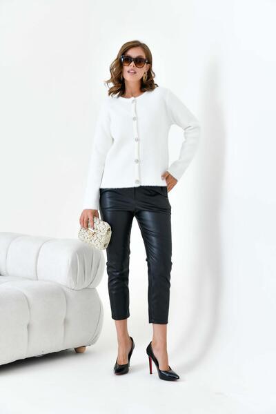 FTZ WOMEN Cardigan de damă cu nasturi Ecru 20788