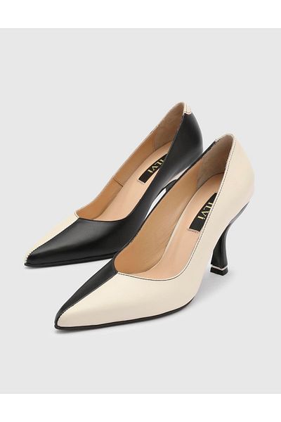 İLVİ Fleur Genuine Leather Women's Black Heeled Shoes