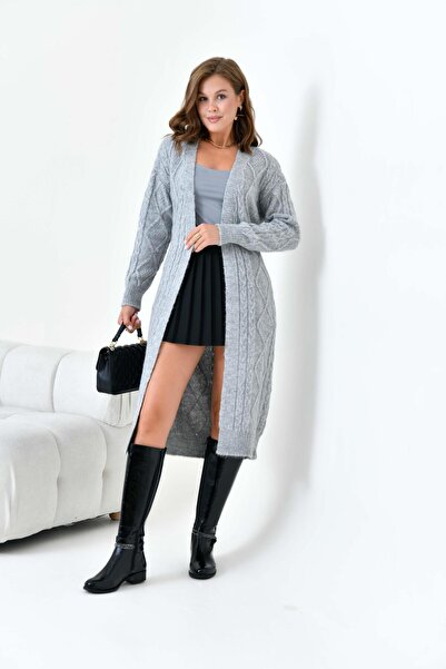 FTZ WOMEN سترة نسائية مضفرة باللون الرمادي 20728