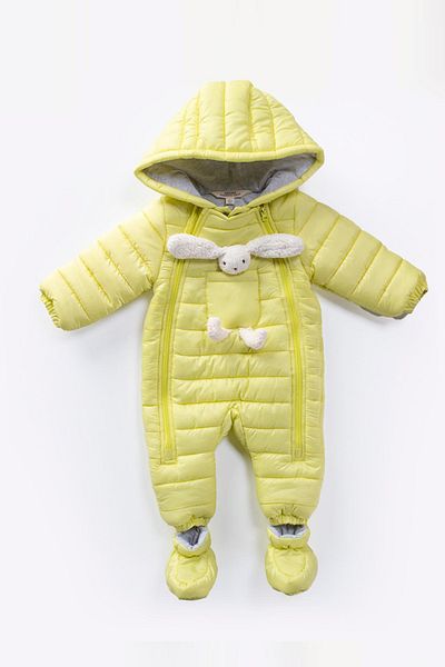 MDM Special Rabbit Figured Cotton Lined Winter Astronaut Coat for Baby Girl - Zippered Hood