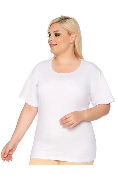 SEDEF YILDIZ 6 Pieces White Undershirt Tank Top - Mother of Pearl Star Pattern, Short Sleeve 1021