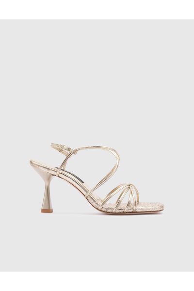 İLVİ Hotaru Hakiki Deri Kadın Altın Renk Topuklu Sandalet