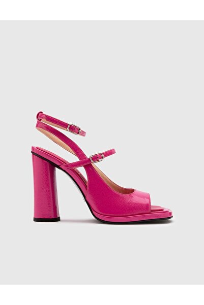 İLVİ Naretha Genuine Patent Leather Women's Fuchsia Heeled Sandals