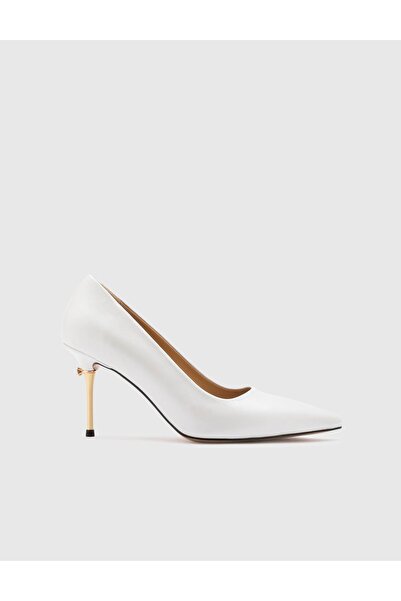 İLVİ Büge Genuine Leather Women's White Heeled Shoes