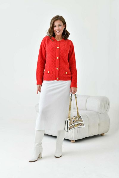 FTZ WOMEN Ftz Red Women's Cardigan - Gold Button Detail, Model 20700