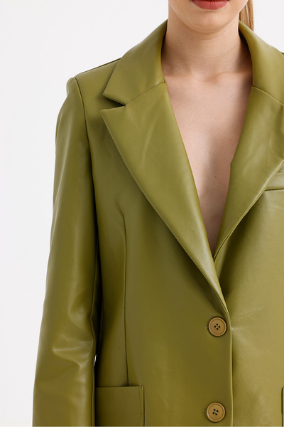 Sense Women's Faux Leather Jacket | Ckt33554 Oil Green