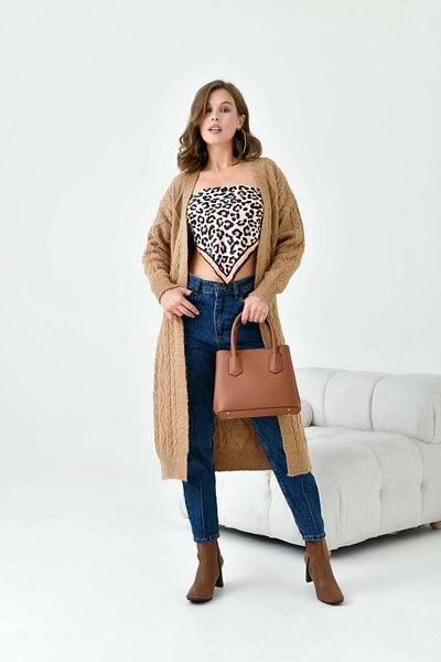 FTZ WOMEN Γυναικεία Πλεκτή Ζακέτα Camel 20728