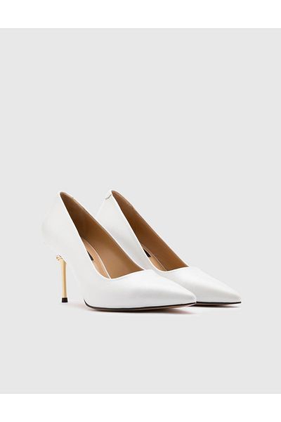 İLVİ Büge Genuine Leather Women's White Heeled Shoes