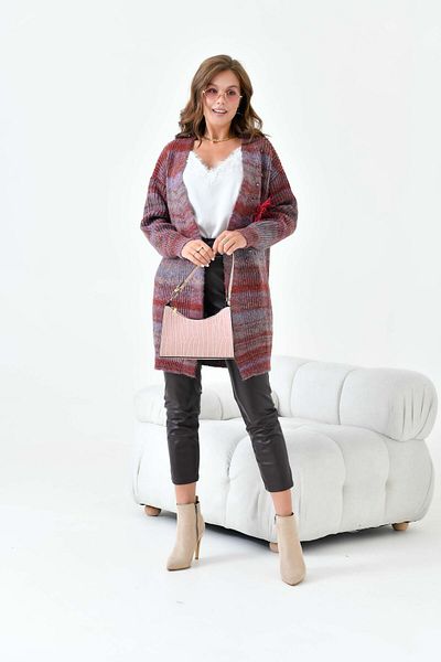 FTZ WOMEN Cardigan de damă Ftz colorat cărămidă - Detaliu broșă, Model 20789