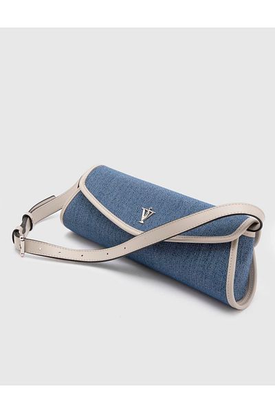 İLVİ Geantă de mână Niels pentru femei Blue Jeans - Piele autentică crem