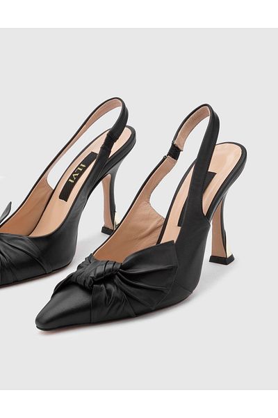 İLVİ Gymea Genuine Leather Women's Black Heeled Sandals