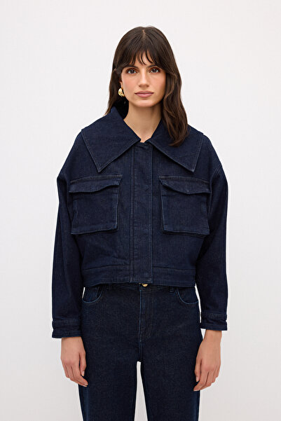 adL Geniş Yaka Denim Ceket