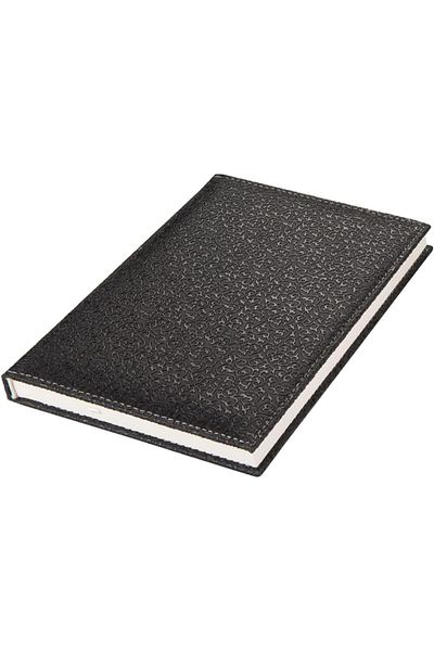 STOREMAX Sellbuystore 4810 Notebook 14X20 Cm. Striped 160 Leaf Faux Leather Hilton Pattern Cover Black