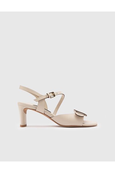 İLVİ Vince Genuine Leather Women's Beige Heeled Sandals
