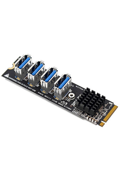 KEEPRO M.2 Mkey Pcı E To 4port USB 3.0 1x Riser Çoklayıcı Kart