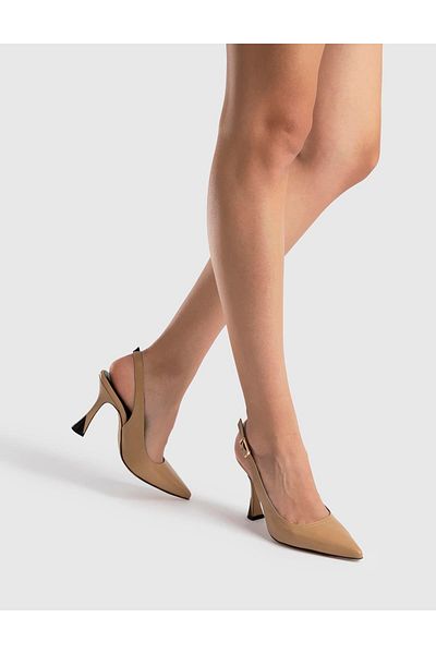 İLVİ Lonny Genuine Leather Women's Dark Beige Heeled Sandals