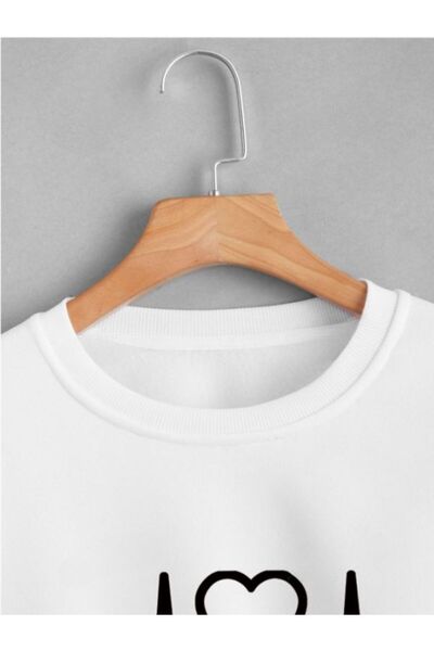 MOONBULL Rhythm Patterned Women's Oversize Crop Sweatshirt - Waist Lace-Up