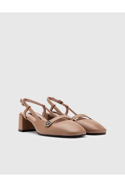 İLVİ Seppo Genuine Leather Women's Mink Heeled Sandals