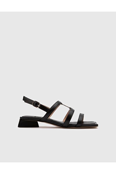 İLVİ Mayrah Hakiki Deri Kadın Siyah Topuklu Sandalet