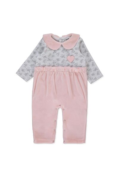 Bebetto Baby Girl Pretty/Cute Velvet Jumpsuit Without Booties Pink K4497