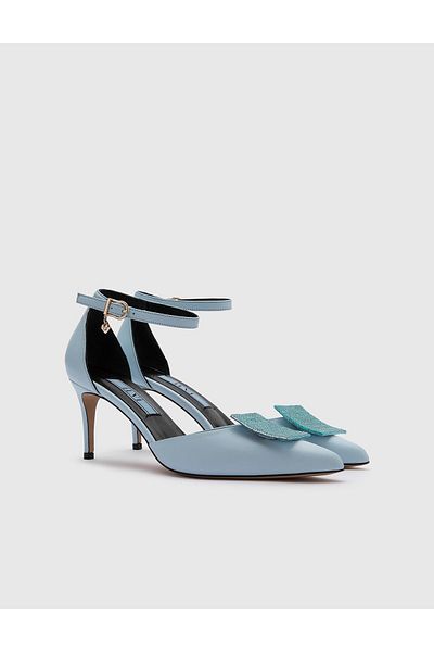İLVİ Josue Genuine Leather Women's Blue Heeled Sandals