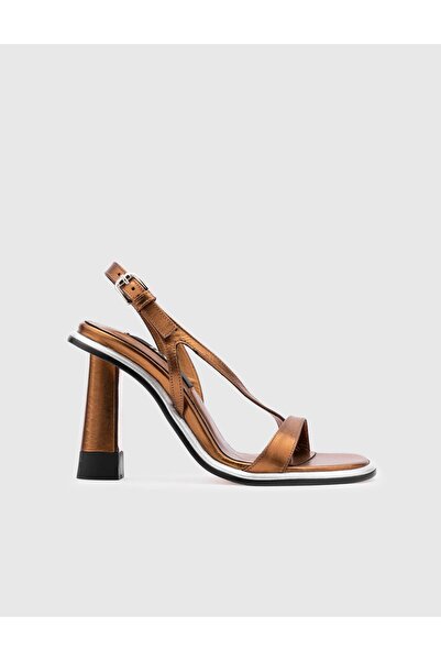 İLVİ Wilson Hakiki Deri Kadın Bronz Renk Topuklu Sandalet