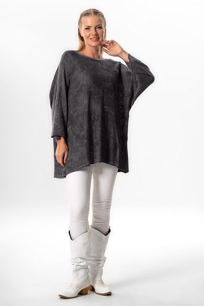 Eliş Şile Bezi Asymmetric Cut Hira Autumn and Winter Knitwear Blouse - Smoked Fm