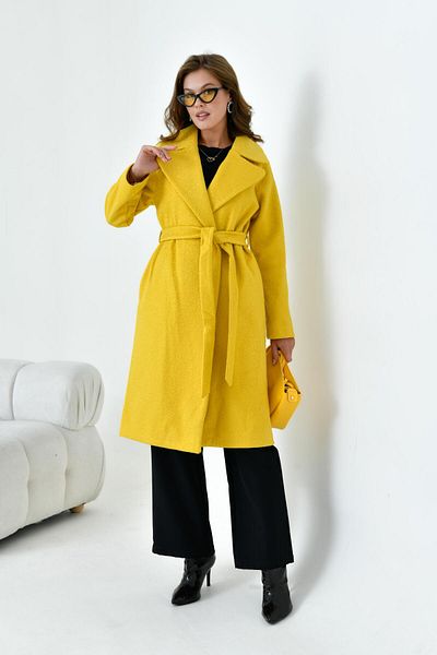 FTZ WOMEN Palton galben pentru femei cu guler larg - 30627
