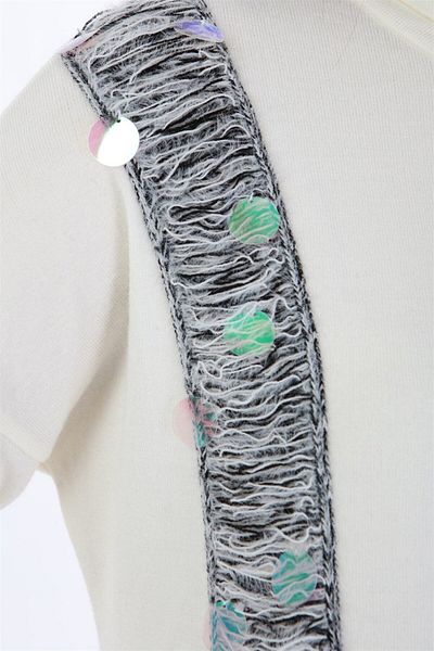 FTZ WOMEN Women's Sequin Sequin Stripe Detail Knitwear Ecru 21-1328