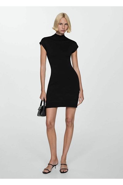 MANGO Woman Perkins Knitwear Dress with collar