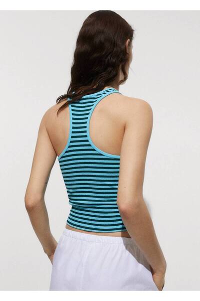 MANGO Woman Ριγέ πλεκτό μπλούζα