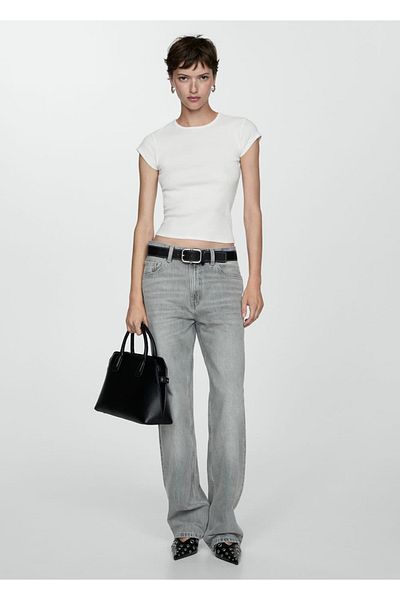 MANGO Woman Tricou tricot cu maneca scurta