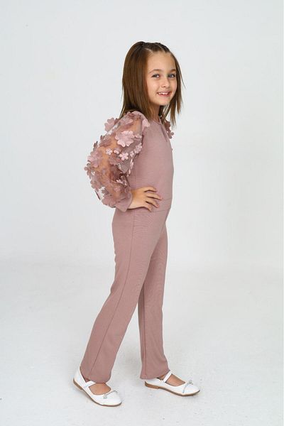 My Kids Wear Stylish Jumpsuit Night and Party Outfit with Tulle Sleeve Detail