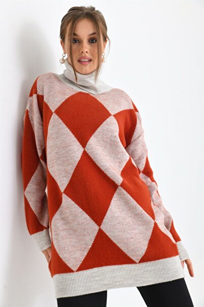 FTZ Дамски пуловер с деколте Degaje и баклава мотив Stone 21-6360