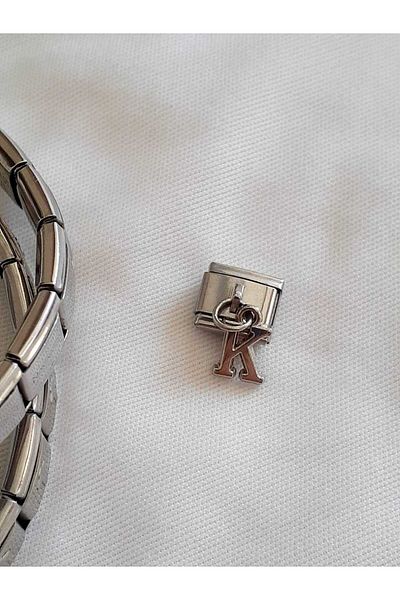 bijoux uniques Steel Italian Charm with Letter K