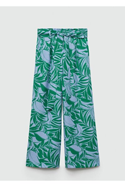MANGO Woman Desenli fiyonklu pantolon