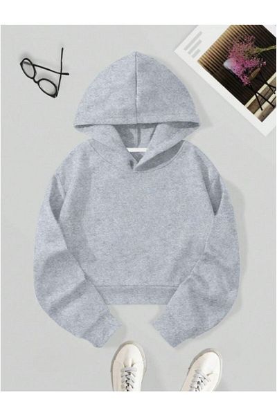 MOONBULL Fleece Hooded Crop Women's Sweatshirt