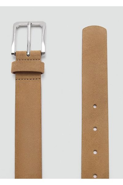MANGO Man Δερμάτινη Ζώνη Suede
