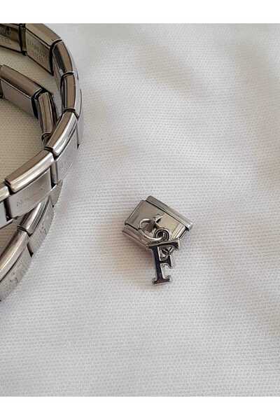 bijoux uniques سحر إيطالي من الفولاذ بحرف F