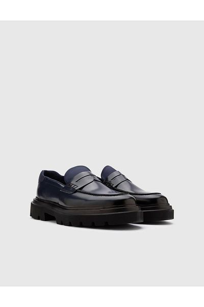 İLVİ Taika Genuine Opening Stretch Leather Men's Navy Blue Casual Shoes