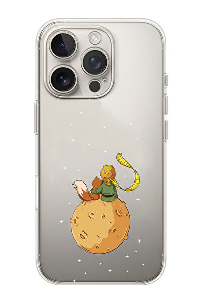 shoptocase iPhone 16 PRO Uyumlu Küçük Prens ve Ay Desenli Şeffaf Silikon Tele...