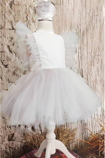 Shecco Babba Tulle detaliate alb Tutu rochie Bandana Tk. Rochie aniversară cu activitate școlară