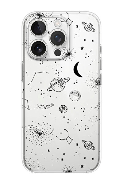 shoptocase iPhone 16 PRO MAX Uyumlu Gezegenler Desenli Şeffaf Silikon Telefon...