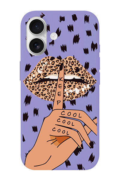 shoptocase iPhone 16 Uyumlu Keep Cool Desenli İçi Süet Silikon Telefon Kılıfı