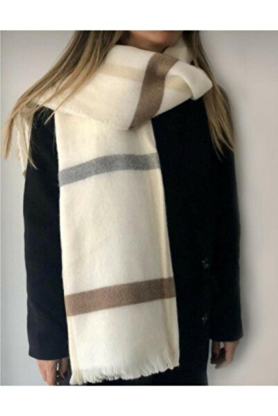 çiğdem eşarp Krem Çizgili Şal & Atkı